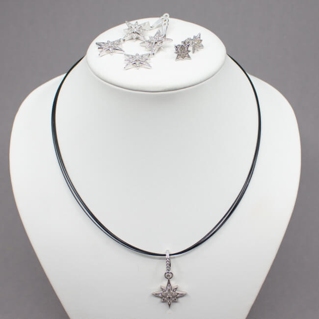 Pierre Lang silbernes Set mit Glitzerstein Front