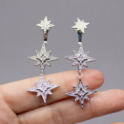 Pierre Lang silbernes Set mit Glitzerstein Ohrringe