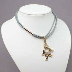 Pierre Lang Stoffkette mit goldenem Frosch