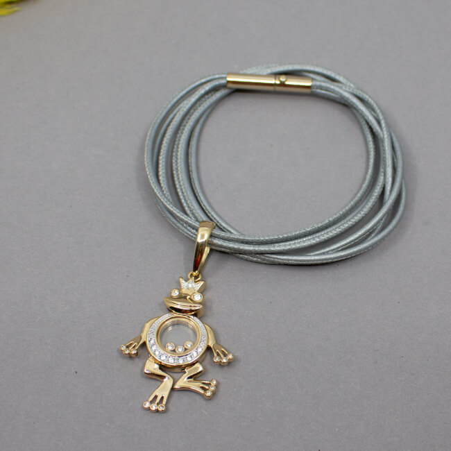 Pierre Lang Stoffkette mit goldenem Frosch Detail