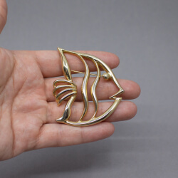 PISCITELLI Made in USA goldene Fisch Brosche Skalar Bild 3 PISCITELLI Vintage Fisch Brosche Groesse