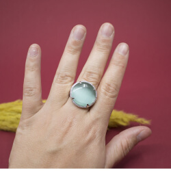 Leuchtender Aqua Chalcedon 925 Sterlingsilber Gr.58 Bild 2 Ring 925 Silber Chrysopras Zirkonia Hand