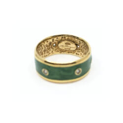 Ring 925 Silber vergoldet grüne Emaile Front
