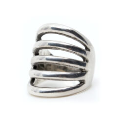 LOISIR - massiver 925er Ring, Gr. 65, umgearbeitet Ring groß 925 Silber Rillen Front 2