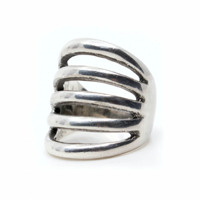 Ring groß 925 Silber Rillen Front 2