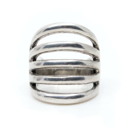 Ring groß 925 Silber Rillen Front