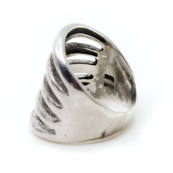 Ring groß 925 Silber Rillen Seite