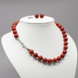 rote Koralle Kette+Ohrringe 925er