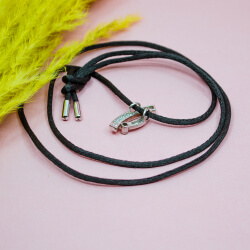 Satinkette mit 925er Silber Anhänger, Rückseite
