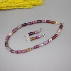 Schicht-Achat Schmuckset mit 925er Sterlingsilber Schichtachat Schmuckset mit 925er Silber