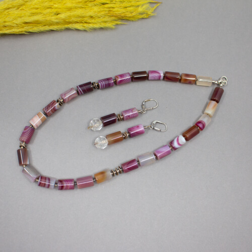 Schichtachat Schmuckset mit 925er Silber