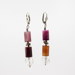 Schichtachat Schmuckset mit 925er Silber, Ohrringe