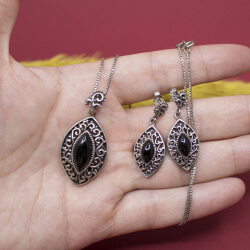 Schmuckset 925 Onyx Hand