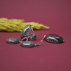 Schmuckset 925 Silber Labradorit Seite