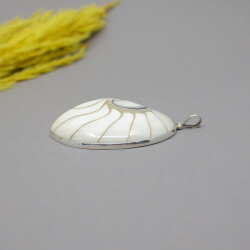 Nautilus Muschel Natur Anhänger 925 Sterlingsilber Bild 3 Shiva Auge mit 925er Fassung Seite