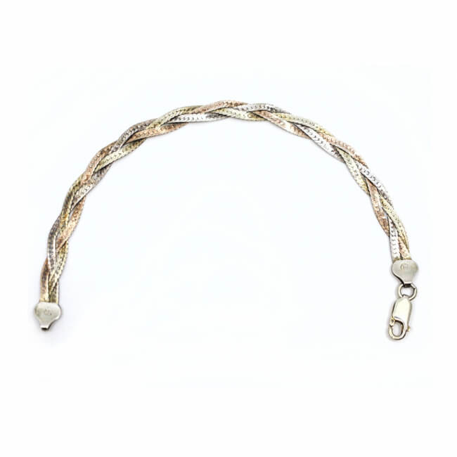 Silberarmband 925 geflochten offen