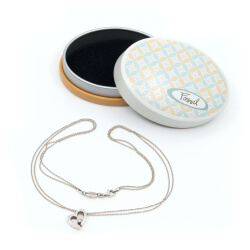FOSSIL 925er Silber-Kette mit Herz und OVP Silberkette 925 Fossil Herz Dose