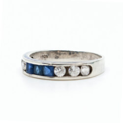 925er Silber Ring mit weiß/blauen Zirkonia, Gr. 61 Silberring 925 Zirkonia blau weiß