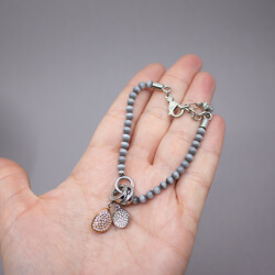 Skagen Unisex Cat-Eye Perlen Armband mit 2 Charms Bild 3 Skargen Armband mit 2 Charms