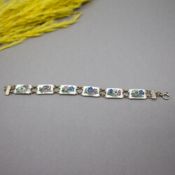Souvenir Schmuck Emaille-Armband mit Alpenblumen Bild 3 Souvenir Schmuck Emaille-Armband mit Alpenblumen Detail