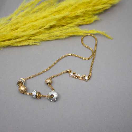Swarovski goldene Halskette Rondeln liegend