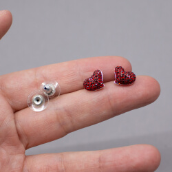 Swarovski rotes Herz Ohrstecker Groesse
