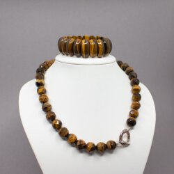 Tigerauge Kette & Armband 925 Schliesse Tragebeispiel