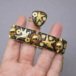 Klassisch spanischer Toledo Schmuck in Gold Schwarz Bild 3 Toledo Schmuck Set Detail