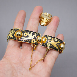 Klassisch spanischer Toledo Schmuck in Gold Schwarz Bild 4 Toledo Schmuck Set Detail Ring