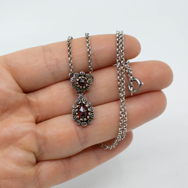 Trachtenschmuck 835er Silber Kette teilvergoldet Groesse