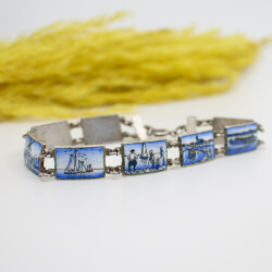 Antikes Delft blau/weiß Armband, emailliert, Seite