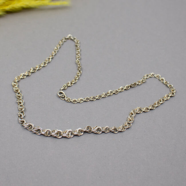 70er Jahre Garibaldi Verlaufs-Kette, 835 Silber Bild 1 Vintage 835er Web-Kette Detail