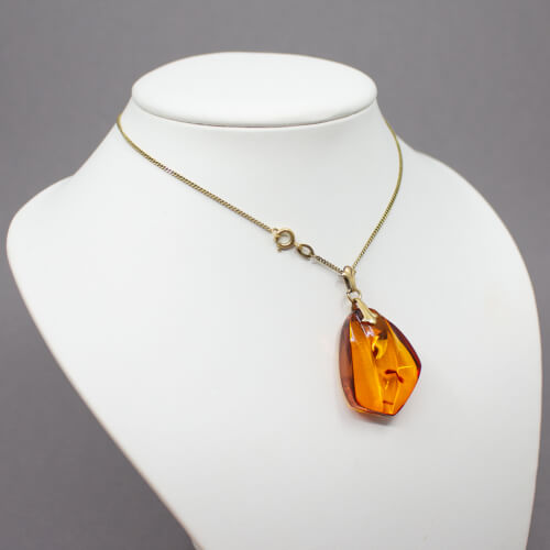 Vintage AmDouble Kette mit Bernstein Anhaenger