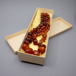 Bernsteinkette honigfarben, 107 cm von Groß - Klein Bild 4 Vintage Bernsteinkette cognagfarbe Box