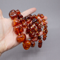 Bernsteinkette honigfarben, 107 cm von Groß - Klein Bild 3 Vintage Bernsteinkette cognagfarbe Groesse