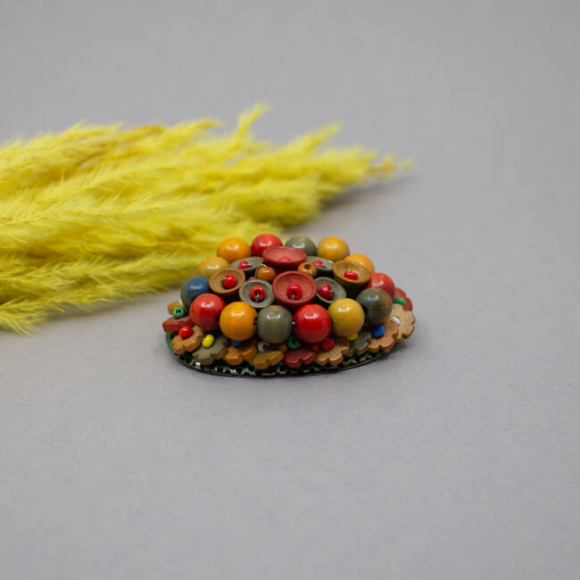 Holzperlen Brosche 40er Jahre, Miriam Haskell Style Bild 1 Vintage Brosche Holzperlen