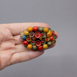 Holzperlen Brosche 40er Jahre, Miriam Haskell Style Bild 3 Vintage Brosche Holzperlen Groesse