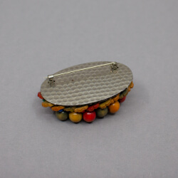 Holzperlen Brosche 40er Jahre, Miriam Haskell Style Bild 4 Vintage Brosche Holzperlen Rueckseite