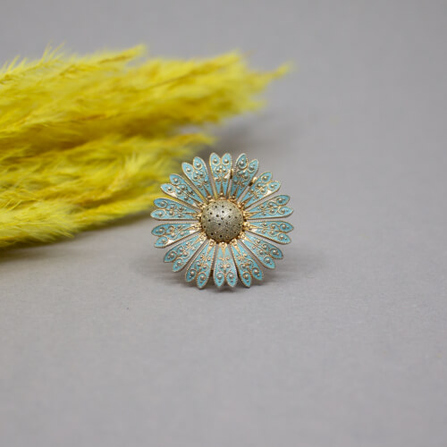 Vintage Daisy Blume Brosche Front