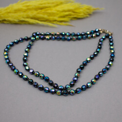Glasperlenkette Aurora Borealis, Gablonz 50er Jahre Vintage Gablonzer Aurelia Borealis