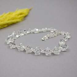 Gablonzer Glaskunst elegante Art Deco Kristallkette Vintage Glas-Kette Diamant Detail