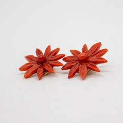 florale vintage Korallen Ohrclips Vintage Koralle Ohrclips Blume