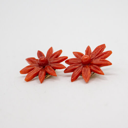 Vintage Koralle Ohrclips Blume