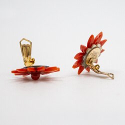 Vintage Koralle Ohrclips Blume, Rueckseite