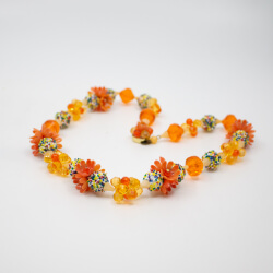 60er Mid Century Flower Power Sommerkette Bild 2 Vintage Plastik-Blumen Kette