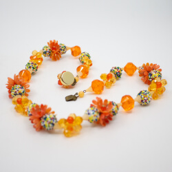 60er Mid Century Flower Power Sommerkette Bild 4 Vintage Plastik-Blumen Kette Schliesse