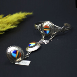 Zuni 925 Silber Sklavenarmband Detail