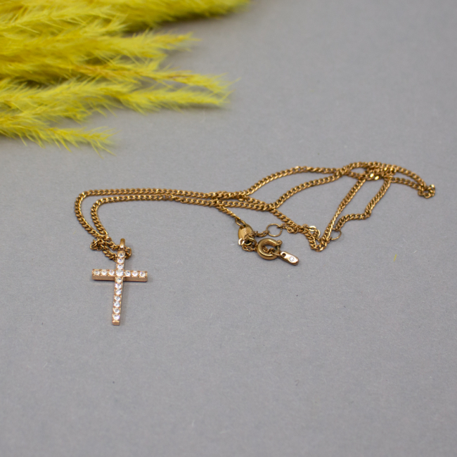 Fossil Unisex Edelstahlkette Kreuzsymbol, Roségold Bild 1 FOSSIL Halskette Kreuz rose Edelstahl Detail