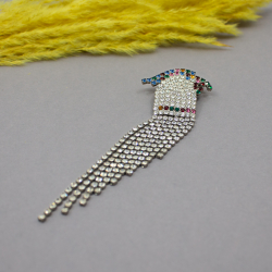 Vintage elegante 80er Jahre Kakadu Strassbrosche Gablonzer Brosche Papagei liegend