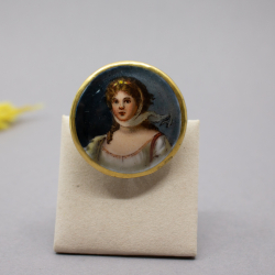 Miniatur Porzellanbrosche Königin Luise von Preußen Handgemalte Vintage Porzellan Brosche